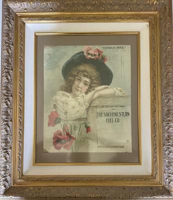 Antique 1903 "The Southwestern Fuel Co, Topeka, KS" Large Framed Advertisement In Glass Front Frame
Lot #: 94