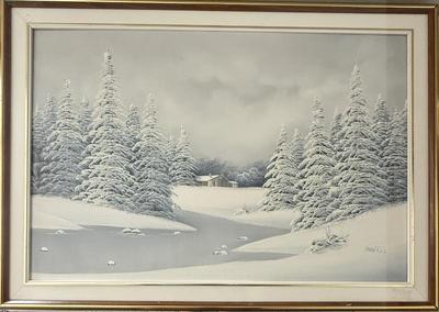Large Winter Scene Oil On Canvas - Barrister
Lot #: 358