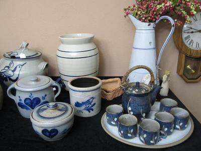 Sale Photo Thumbnail #76: Incredible stoneware pottery, artisan, Rowe, and Marshall, TX pottery, as well as a few others.