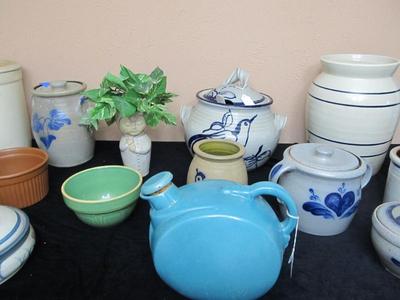 Sale Photo Thumbnail #75: Incredible stoneware pottery, artisan, Rowe, and Marshall, TX pottery, as well as a few others.