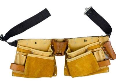 Sale Photo Thumbnail #78: Nicholson Carpenter Apparel Leather 427 Leather Contractor Tool Belt. Adjustable.