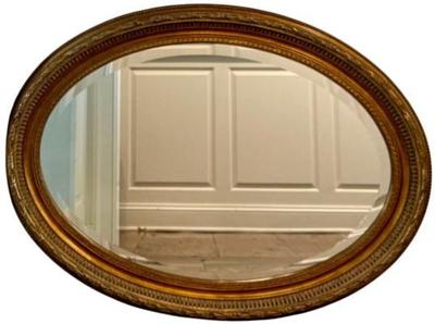 Sale Photo Thumbnail #58: Horizontal Oval Mirror - Gold Plaster Frame - 42.5 x 31 inches