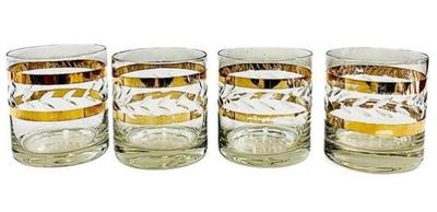 Sale Photo Thumbnail #90: Mid-Century Modern Gold Banded Bar Glasses (Set Of 4)