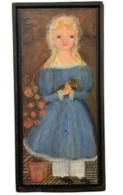 Sale Photo Thumbnail #55: Original Folk Art Painting On Board - Signed On Reverse "By Hand, The Roberts Family, Avon, CT"