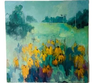Sale Photo Thumbnail #42: Acrylic On Canvas Field Of Black Eyes By Darien Artist Britt Baer