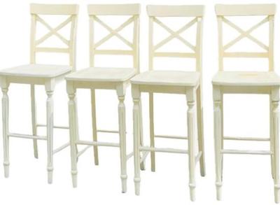 Sale Photo Thumbnail #15: Pier 1 White Wooden Bar Stools - 4 Stools