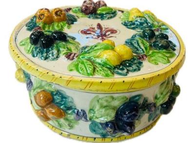 Sale Photo Thumbnail #123: Vintage Italian Majolica Covered Vegetable Serving Piece - Signed Italy