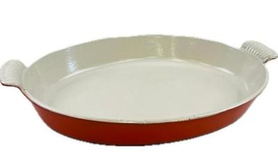 Sale Photo Thumbnail #142: Vintage Le Creuset 36 Oval Au Gratin Cast Iron Casserole Baking Dish Ocean