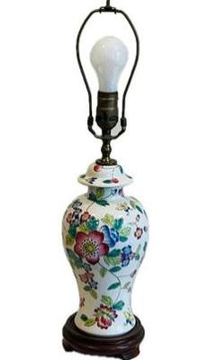 Sale Photo Thumbnail #67: Vintage Ceramic Lamp With A Wooden Base
