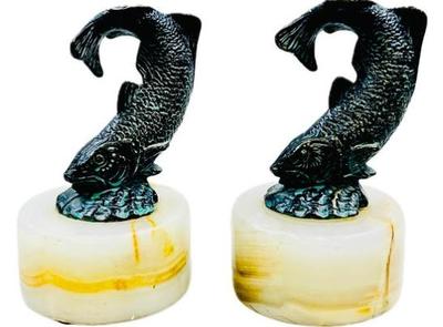 Sale Photo Thumbnail #167: Vintage Bronze Fish With White Marble Base