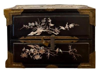 Sale Photo Thumbnail #22: Black Lacquered Case With Mother Of Pearl Decoration
