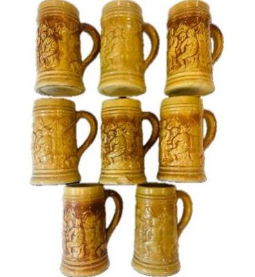 Sale Photo Thumbnail #85: "Alpine Stein" Antique 1920'S Hull Pottery Yellow Ware Mugs - Signed