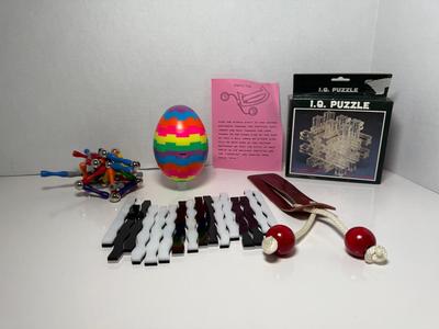 Various Vintage IQ Games Including Eggsville, USA Puzzling Egg 