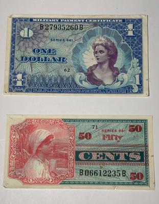 Series 661 Military Payment Certificates $1 & $.50