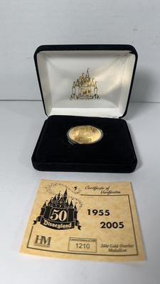 Disneyland 50th Anniversary Gold Overlay Medallion