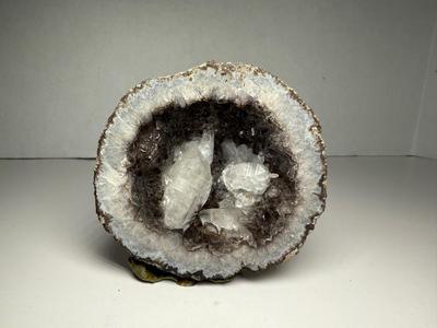 Smoky Quartz Geode With Calcite Crystals