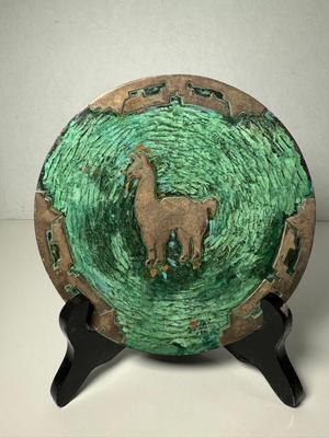 Mixed Media Llama Sterling, Enamel & Copper Plaque