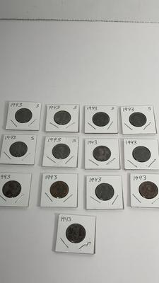 1943 S & Blank Mint Lincoln Head Steel Wheat Pennies