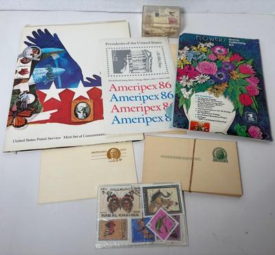 1977 US Mint Bicentennial State, Ameripex 1986, Ras Al Khaima, Flowers Stamp Collecting Kit & More