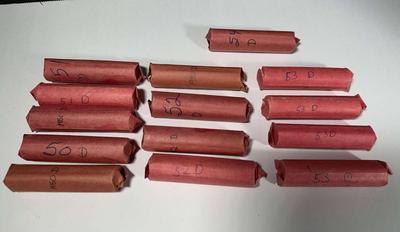 1950-1954 Hand Rolled Lincoln Wheat Penny Rolls