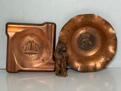 Vintage Copper Ashtrays From The 1933 Chicago Worlds Fair & Brookfield Zoo in Chicago