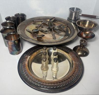 Collection of Silverplate Platters, Spoons & More