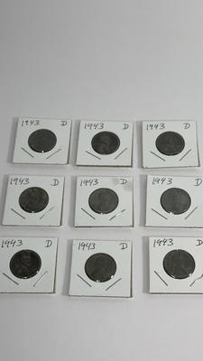 1943 D Mint Lincoln Head Steel Wheat Pennies