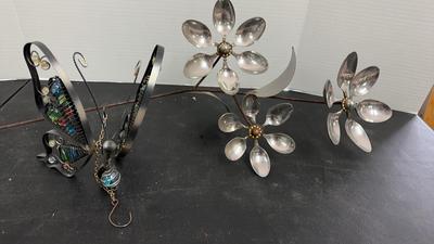 Handcrafted Flower Yard Stake & Butterfly Hanger 