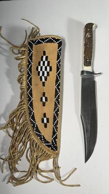 Puma Original Bowie Knife With Beaded Sheath
