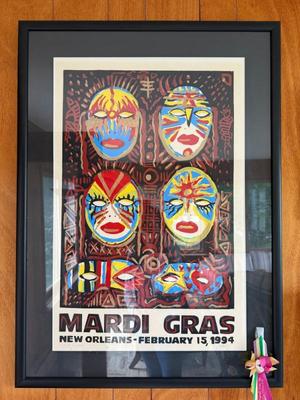 Amzie Adams 1994 Signed Mardis Gras Lithograph