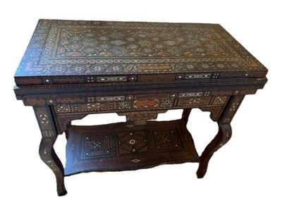 Outstanding Antique Moroccan Inlaid Games Table