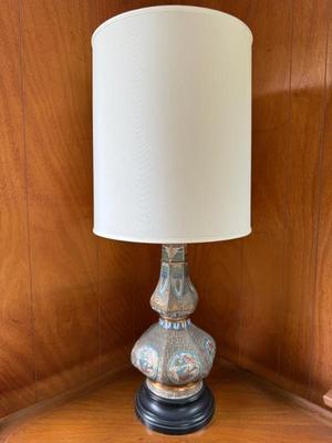 Heavy Asian Bronze Cloisonne Lamp