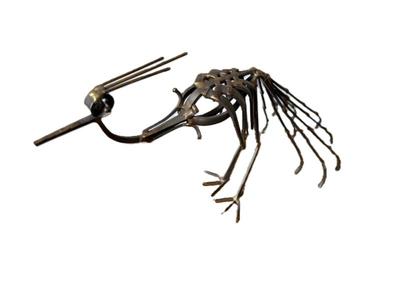 Brutalist Recycled Steel Peacock Sculpture