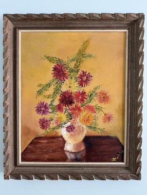Midcentury Colorful Floral Still Life Painting