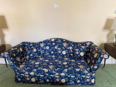 Vintage Blue Floral Chintz Sofa
