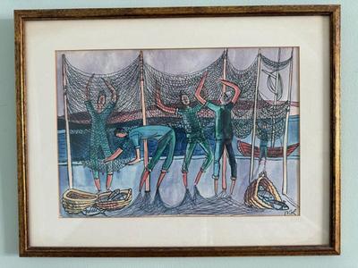 Yossi Stern "Youth In A Fishing Village In Israel" Print