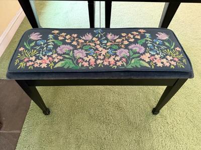 Needlepoint Seated Piano Bench