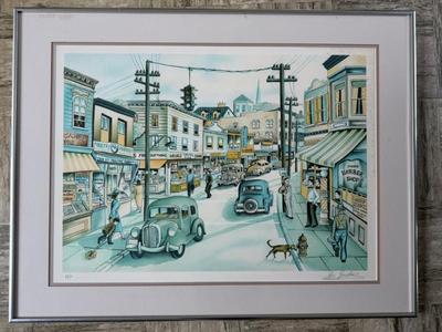 Ari Gradus (Israeli, B. 1943) Signed Artist's Proof Lithograph Neighborhood Scene