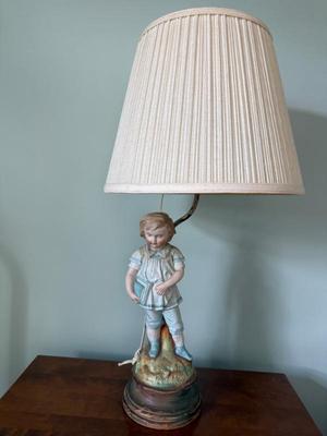 Figural Bisque Porcelain Lamp