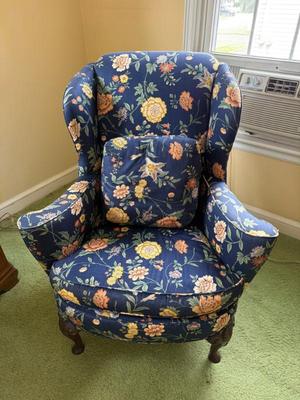 Vintage Blue Floral Chintz Armchair