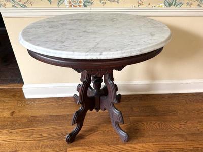 Victorian Eastlake Marble Top Side Table