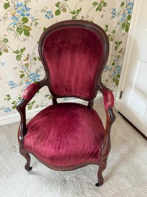 Burgundy Velvet Armchair