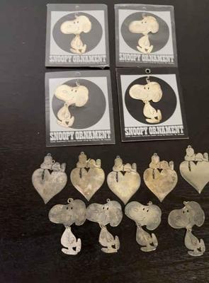 Vintage 1958 snoopy ornaments silver plated
