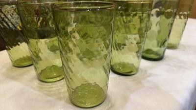12 green drinking glasses