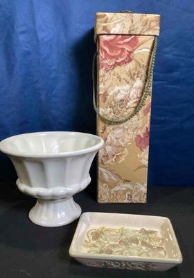 Decorative storage box ivy dish soap hand paintedpottery vase