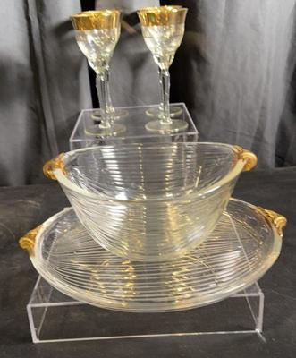 Vintage glassware with gold accents