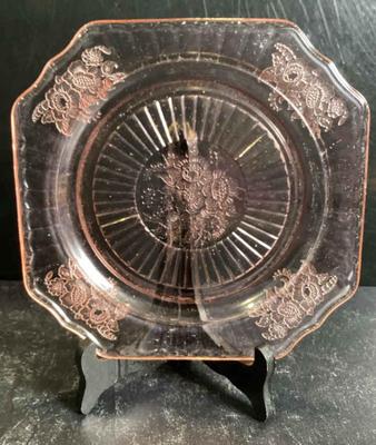 Vintage pink Mayfair glass plate 1930s