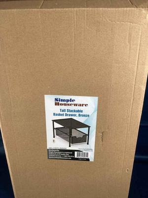 Simple houseware stackable basket drawer bronze