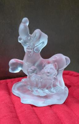 Vintage disney pluto and figaro frosted glass figurine