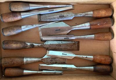 Sale Photo Thumbnail #64: Stanley # 60 Everlasting chisel set, 11 of 12 chisels.